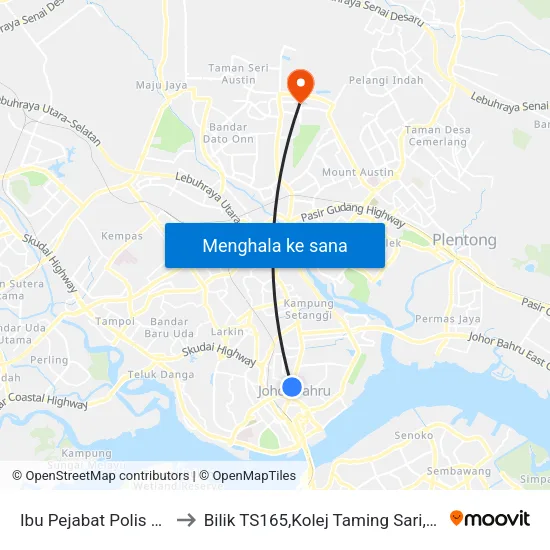 Ibu Pejabat Polis Kontijen Johor to Bilik TS165,Kolej Taming Sari,UiTM Segamat, Johor map