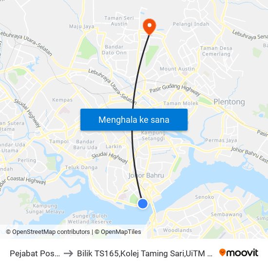 Pejabat Pos Besar to Bilik TS165,Kolej Taming Sari,UiTM Segamat, Johor map