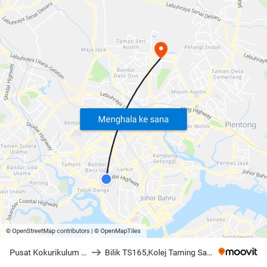 Opp Burger King to Bilik TS165,Kolej Taming Sari,UiTM Segamat, Johor map