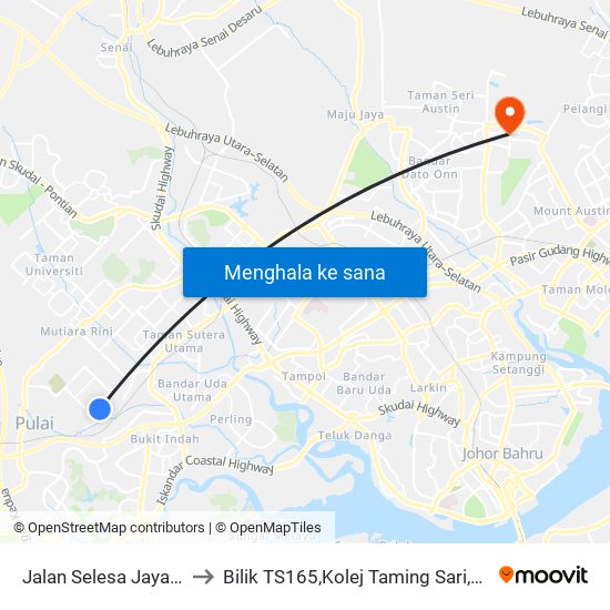 Jalan Selesa Jaya 7 (0004431) to Bilik TS165,Kolej Taming Sari,UiTM Segamat, Johor map