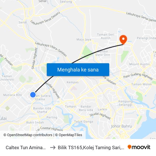 Caltex Tun Aminah / Mcdonald's to Bilik TS165,Kolej Taming Sari,UiTM Segamat, Johor map