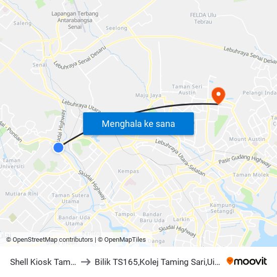 Shell Kiosk Taman Sri Putri to Bilik TS165,Kolej Taming Sari,UiTM Segamat, Johor map