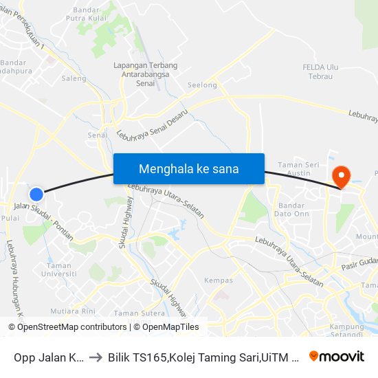 Opp Jalan Kabong to Bilik TS165,Kolej Taming Sari,UiTM Segamat, Johor map