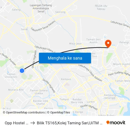 Opp Hostel Kilang to Bilik TS165,Kolej Taming Sari,UiTM Segamat, Johor map