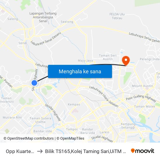 Opp Kuarters Pub to Bilik TS165,Kolej Taming Sari,UiTM Segamat, Johor map