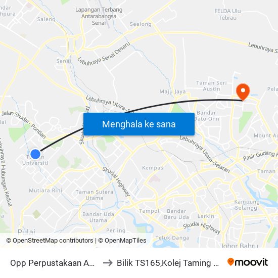 Opp Perpustakaan Awam Taman Universiti to Bilik TS165,Kolej Taming Sari,UiTM Segamat, Johor map