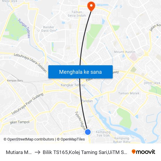 Bhpetrol Kg. Dato Sulaiman Menteri to Bilik TS165,Kolej Taming Sari,UiTM Segamat, Johor map