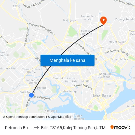 Petronas Bukit Indah to Bilik TS165,Kolej Taming Sari,UiTM Segamat, Johor map