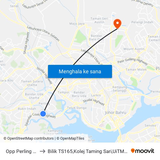 Tadika Sri Layang to Bilik TS165,Kolej Taming Sari,UiTM Segamat, Johor map