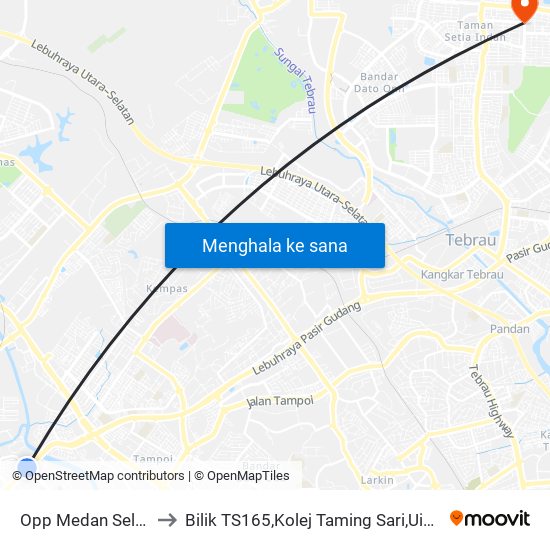 Opp Medan Selera Perling to Bilik TS165,Kolej Taming Sari,UiTM Segamat, Johor map