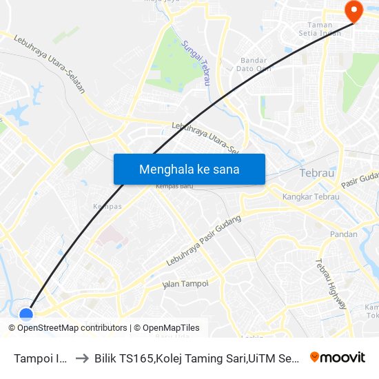 Aft Sungai Sekudai to Bilik TS165,Kolej Taming Sari,UiTM Segamat, Johor map