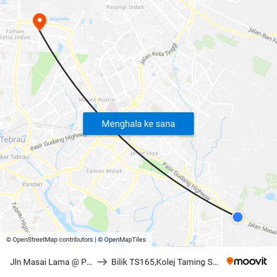 Jln Masai Lama @ Pasir Gudang Hgwy to Bilik TS165,Kolej Taming Sari,UiTM Segamat, Johor map