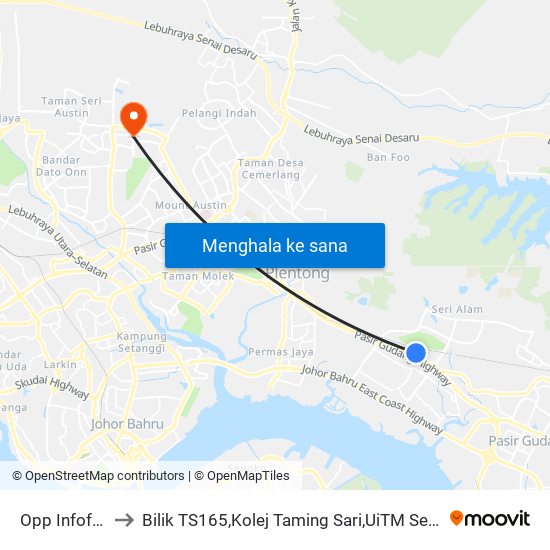 Opp Infofactor to Bilik TS165,Kolej Taming Sari,UiTM Segamat, Johor map