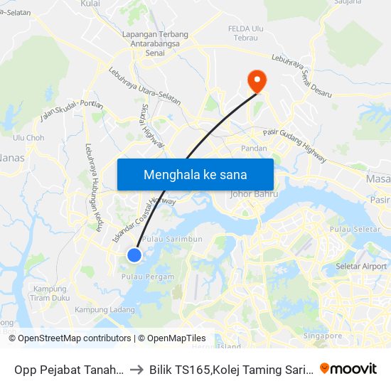 Opp Pejabat Tanah & Galian Johor to Bilik TS165,Kolej Taming Sari,UiTM Segamat, Johor map