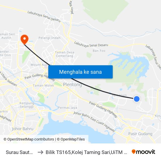 Surau Sautul Iman to Bilik TS165,Kolej Taming Sari,UiTM Segamat, Johor map