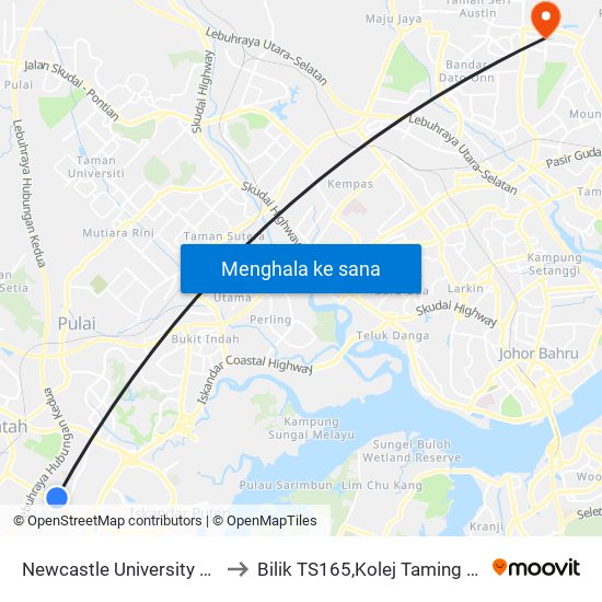 Newcastle University Of Medicine (Malaysia) to Bilik TS165,Kolej Taming Sari,UiTM Segamat, Johor map