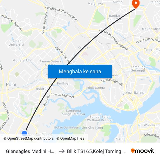 Gleneagles Medini Hospital Main Entrance to Bilik TS165,Kolej Taming Sari,UiTM Segamat, Johor map