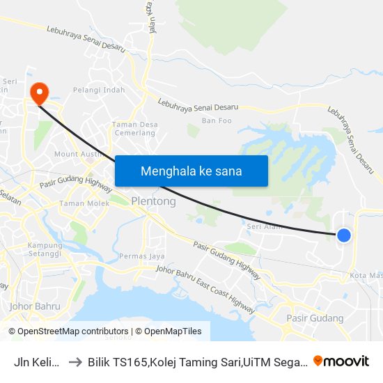 Jln Kelisa 5 to Bilik TS165,Kolej Taming Sari,UiTM Segamat, Johor map