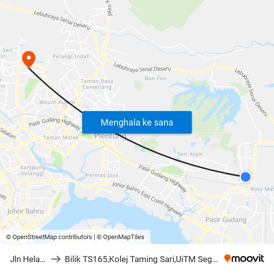 Jln Helang 1 to Bilik TS165,Kolej Taming Sari,UiTM Segamat, Johor map