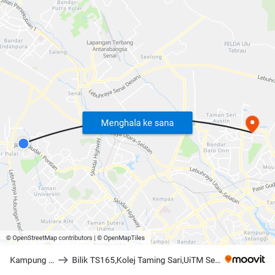 Kampung Nesa to Bilik TS165,Kolej Taming Sari,UiTM Segamat, Johor map