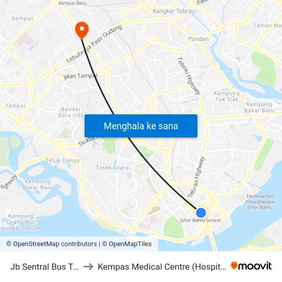 Jb Sentral Bus Ter (47711) to Kempas Medical Centre (Hospital Pakar Kempas) map