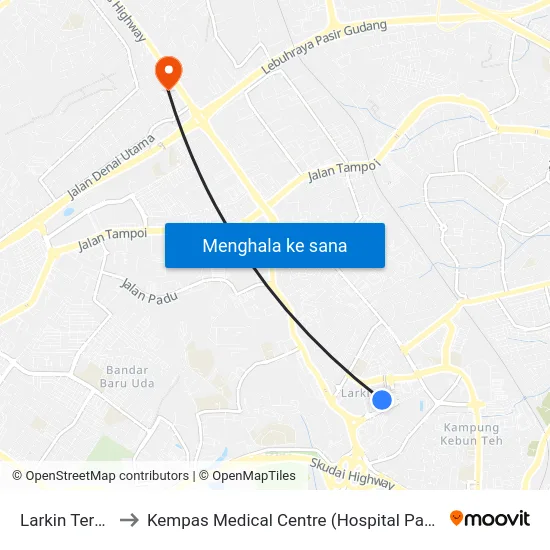 Larkin Terminal to Kempas Medical Centre (Hospital Pakar Kempas) map
