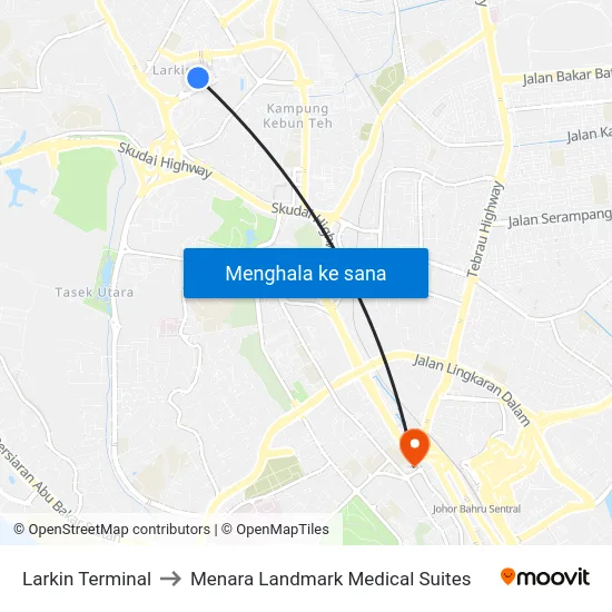 Larkin Terminal to Menara Landmark Medical Suites map