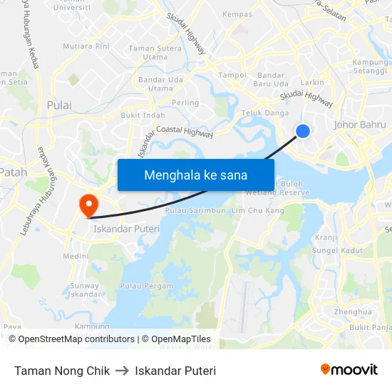 Taman Nong Chik to Iskandar Puteri map