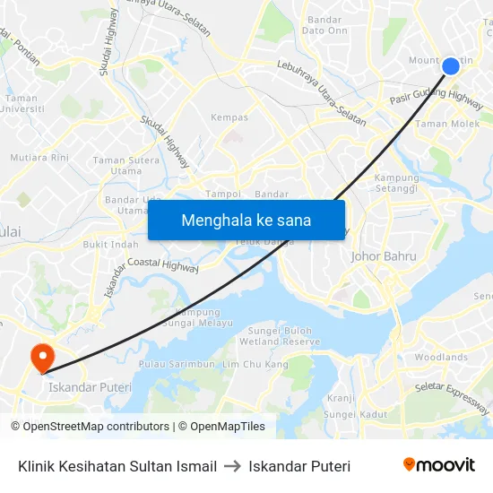Klinik Kesihatan Sultan Ismail to Iskandar Puteri map