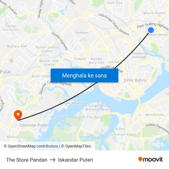 The Store Pandan to Iskandar Puteri map