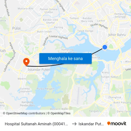 Hospital Sultanah Aminah (0004171) to Iskandar Puteri map