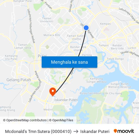 Mcdonald's Taman Sutera to Iskandar Puteri map