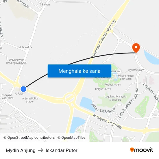 Mydin Anjung to Iskandar Puteri map