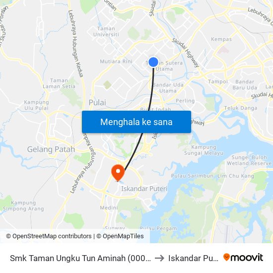 Smk Taman Ungku Tun Aminah (0007601) to Iskandar Puteri map