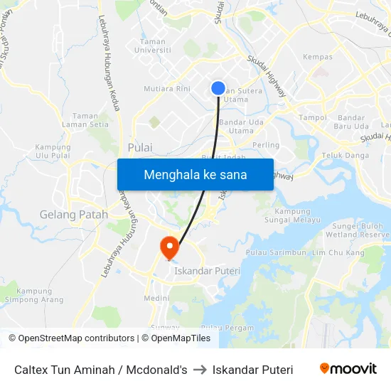 Caltex Tun Aminah / Mcdonald's to Iskandar Puteri map