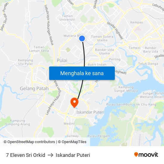 7 Eleven Sri Orkid to Iskandar Puteri map