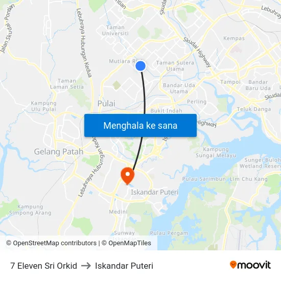 7 Eleven Sri Orkid to Iskandar Puteri map