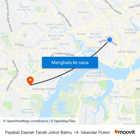 Pejabat Daerah Tanah Johor Bahru to Iskandar Puteri map