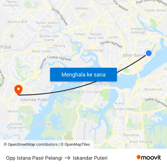 Opp Istana Pasir Pelangi to Iskandar Puteri map