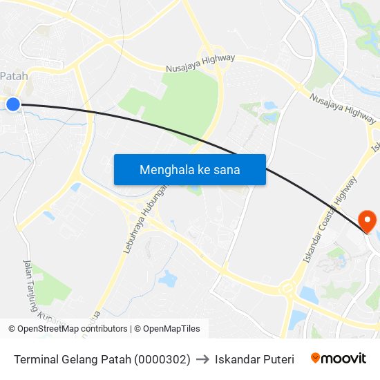 Terminal Gelang Patah (0000302) to Iskandar Puteri map