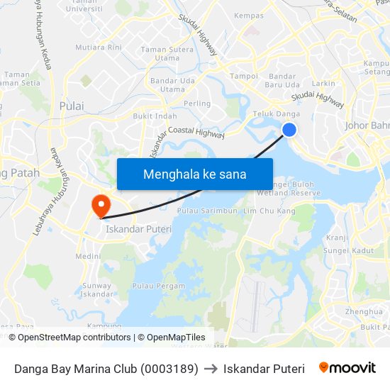 Danga Bay Marina Club (0003189) to Iskandar Puteri map