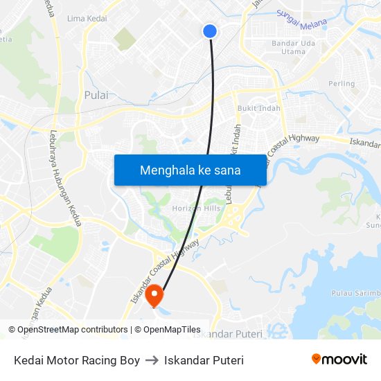 Kedai Motor Racing Boy to Iskandar Puteri map