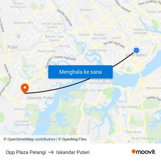 Opp Plaza Pelangi to Iskandar Puteri map