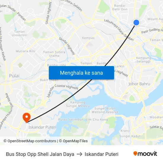 Bus Stop Opp Shell Jalan Daya to Iskandar Puteri map
