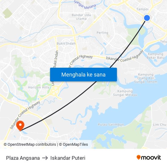 Opp Sk Pengkalan Rinting to Iskandar Puteri map