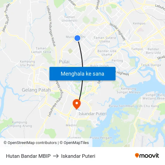 Hutan Bandar MBIP to Iskandar Puteri map