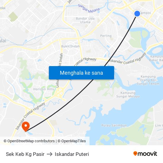 Sek Keb Kg Pasir to Iskandar Puteri map