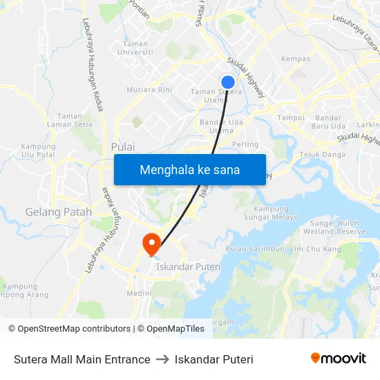 Sutera Mall Main Entrance to Iskandar Puteri map