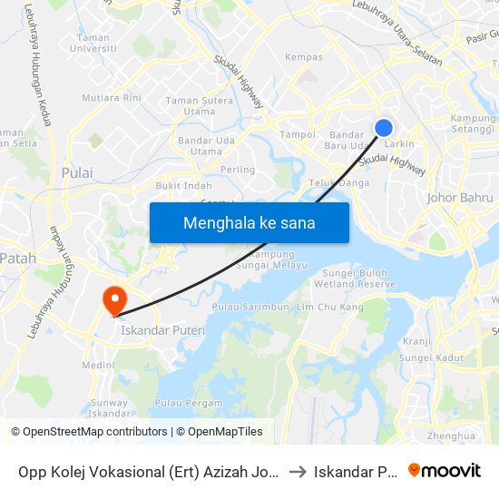 Opp Kolej Vokasional (Ert) Azizah Johor Bahru to Iskandar Puteri map