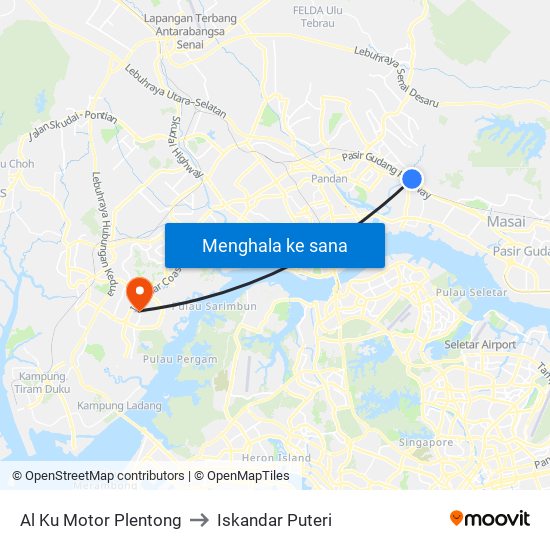Al Ku Motor Plentong to Iskandar Puteri map